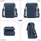 MUIIKOLA Women’s Z-blackblue PU Leather Crossbody Phone Bag with RFID Card Slots and Adjustable Wide Strap