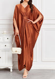 Brown Long Kaftan Dress – Lightweight Beach Cover Up Maxi Kaftan with Batwing Sleeves