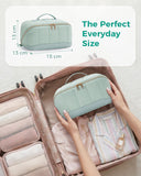 Green Large Quilted Travel Makeup Bag with Brush Holder