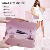 Women’s Pink Glitter Envelope Clutch Bag with Detachable Chain