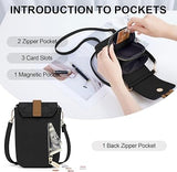 MUIIKOLA New-Blackbrown Women’s PU Leather Crossbody Phone Bag with RFID Card Slots and Adjustable Wide Strap
