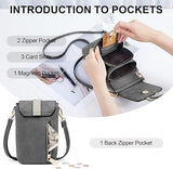 MUIIKOLA Women’s New-darkgrey PU Leather Crossbody Phone Bag with RFID Card Slots and Adjustable Wide Strap