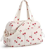 BAGSMART 24L Women’s Cherry Print Gym & Travel Bag with Wet Pocket – Weekend Overnight Cabin Holdall with Trolley Sleeve