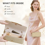 Women’s Gold Glitter Envelope Clutch Bag with Detachable Chain