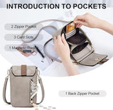 MUIIKOLA Women’s New-warmgrey PU Leather Crossbody Phone Bag with RFID Card Slots and Adjustable Wide Strap