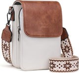 MUIIKOLA Women’s Z-beige-brown PU Leather Crossbody Phone Bag with RFID Card Slots and Adjustable Wide Strap