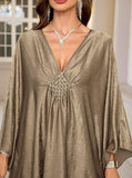 Women's Silver Gray Luxury Kaftan Maxi Dress