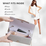 Women’s Silver Glitter Envelope Clutch Bag with Detachable Chain
