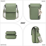 MUIIKOLA Women’s Z-light Green PU Leather Crossbody Phone Bag with RFID Card Slots and Adjustable Wide Strap