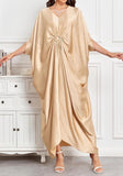 Champagne Long Kaftan Dress – Lightweight Beach Cover Up Maxi Kaftan with Batwing Sleeves