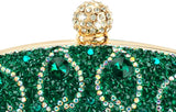 Women’s Green Peacock Sequin Clutch Bag with Chain – Vintage Rhinestone Evening Handbag