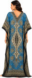 Women Blue Polyester Kaftan Maxi Dress
