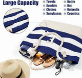 Personalised Initial Beach Bag Set for Women | Striped Tote with Zip and Cosmetic Bag | Lailas Clothing UK