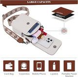 MUIIKOLA Women’s Z-beige-brown PU Leather Crossbody Phone Bag with RFID Card Slots and Adjustable Wide Strap