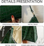 Green Crocodile Pattern Underarm Bag for Women | PU Shoulder Bag with Pearl Pendant | Lailas Clothing UK