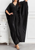 Black Long Kaftan Dress – Lightweight Beach Cover Up Maxi Kaftan with Batwing Sleeves