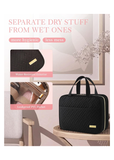 Women's Black Hanging Toiletry Bag | Waterproof Travel Makeup Organiser with Hook & Multiple Compartments