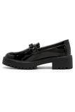 Girls' Back to School Black Patent Loafers 22983 — Chain Detailing
