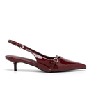 Women's Burgundy Slingback Kitten Heel Pointed Toe Shoes Latex Insole — G-56955-5