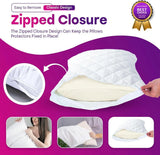 Pillow Protectors Zipped Quilting Diamond Pattern Pack of 4 | 50x75 cm