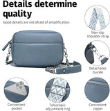 Blue Women’s Small PU Leather Crossbody Camera Bag with Two Straps
