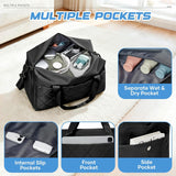 F2 Black Gym & Travel Duffle Bag with Shoe Compartment – Large Sports Holdall with Wet Pocket for Women & Men
