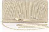 Women’s Gold Glitter Envelope Clutch Bag with Detachable Chain