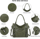 Women’s Dark Green Large Faux Leather Hobo Bag with Matching Purse – 2-Piece Set