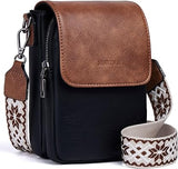 MUIIKOLA Women’s Z-blackbrown PU Leather Crossbody Phone Bag with RFID Card Slots and Adjustable Wide Strap