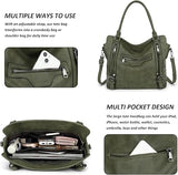 Women’s Dark Green Large Faux Leather Hobo Bag with Matching Purse – 2-Piece Set