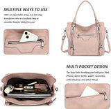 Women’s Dusty Pink Large Faux Leather Hobo Bag with Matching Purse – 2-Piece Set