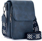 MUIIKOLA Women’s Z-blackblue PU Leather Crossbody Phone Bag with RFID Card Slots and Adjustable Wide Strap