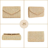 Women’s Woven Straw Envelope Clutch Bag with Detachable Chain