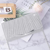Women’s Silver Glitter Envelope Clutch Bag with Detachable Chain