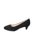 Women Round Toe Kitten Heel Shoes Navy Suede G-20