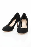 Women Round Toe Kitten Heel Shoes Navy Suede G-20
