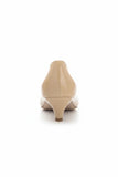 Women Round Toe Kitten Heel Shoes Nude Patent G-20