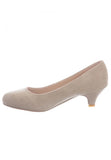 Women Round Toe Kitten Heel Shoes Nude Suede G-20