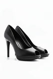 Black Matte Peep Toe High Heel Court Shoes – G-926