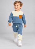Baby Boy Fleece Sweatshirt and Joggers Set with Patchwork Detail