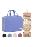 Women's Aqua Blue Hanging Toiletry Bag | Waterproof Travel Makeup Organiser with Hook & Multiple Compartments