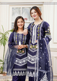Lush Mother N Daughter Embroidered Organza 3 Piece Suit L-136