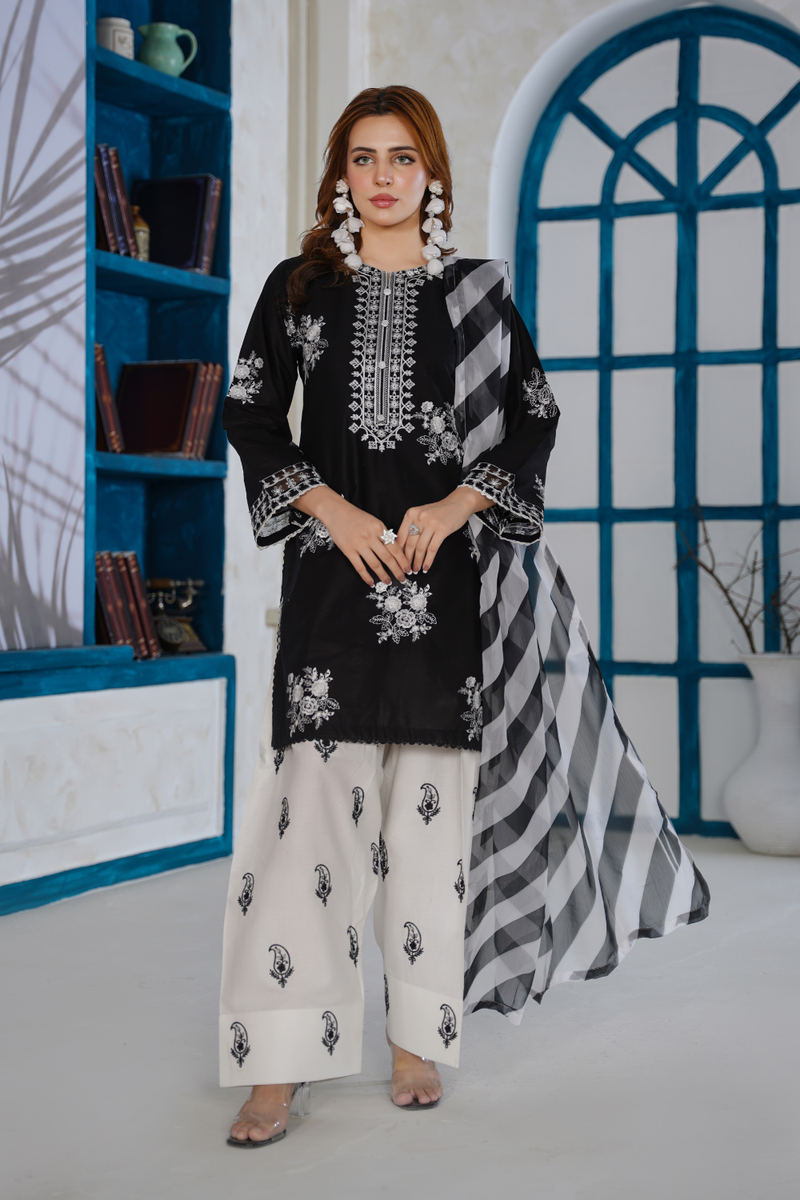 Attire Designer Embroidered Cotton Lawn 3PC Suit AD-20