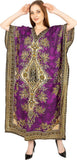 Women Purple Polyester Kaftan Maxi Dress