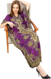 Women Purple Polyester Kaftan Maxi Dress