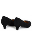 Women Round Toe Kitten Heel Shoes Black Suede G-20 PLUS