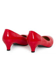 Women Round Toe Kitten Heel Shoes Red Patent G-20 PLUS