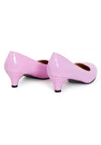 Women Round Toe Kitten Heel Shoes Pink Patent G-20 PLUS
