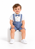 Baby Boy 2 Piece Bow Tie Romper and Suspender Shorts Set