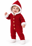 Baby Hooded Knitted Romper with Fleece Lining